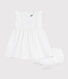 Babies' plain and embroidered sleeveless cotton dress with matching bloomers
