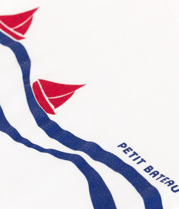 Children's short-sleeved cotton T-shirt white/multicolor