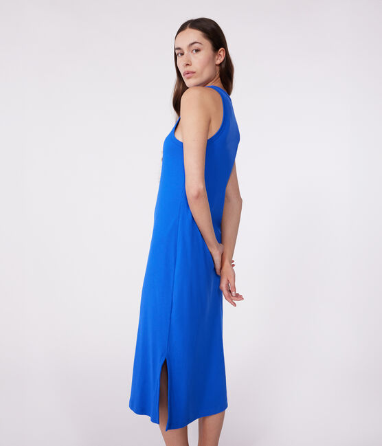 Women's long cotton vest dress PERSE blue