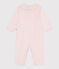 Babies' footless cotton pyjamas with a Peter Pan collar FLEUR pink
