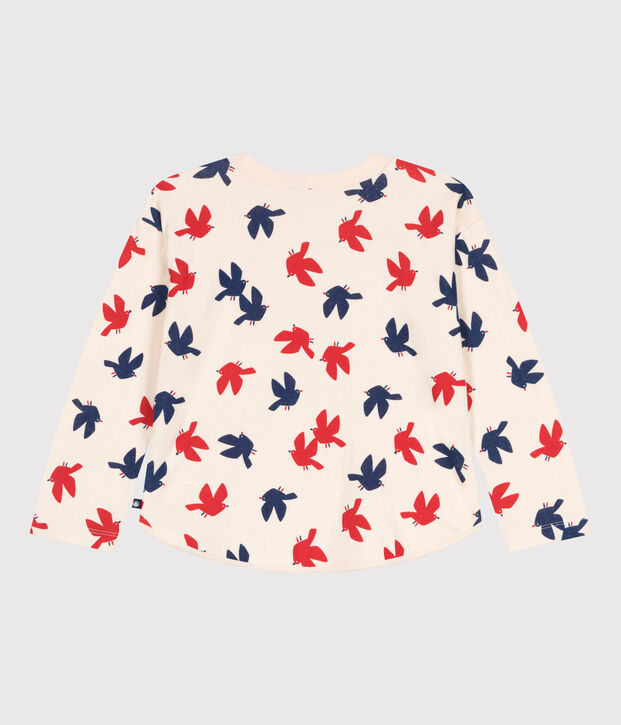 Children's long-sleeved printed cotton T-shirt Ecru/multicolor