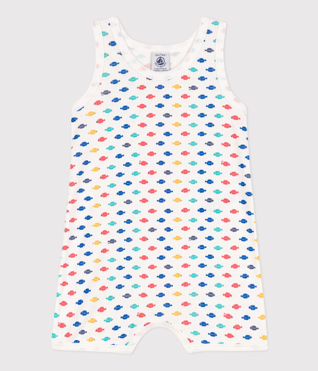 Babies' Cotton Marine Animals Playsuit white/multicolor