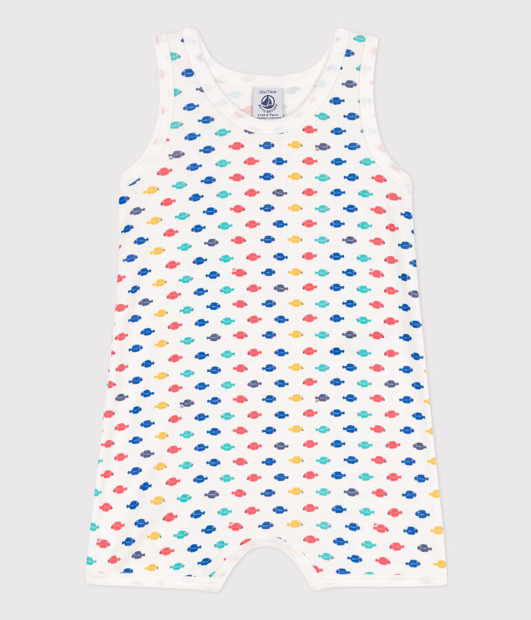 Babies' Cotton Marine Animals Playsuit white/multicolor