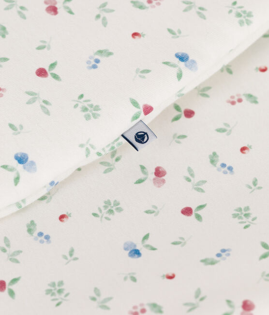 Babies' 2 TOG fruit print cotton sleeping bag MARSHMALLOW white/MULTICO white