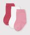3 pairs of babies' heart-pattern openwork cotton socks multicolor