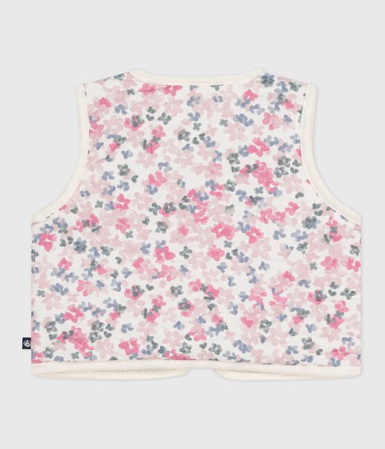 Babies' sleeveless cardigan in printed cotton poplin and sherpa MILK /MULTICO