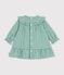 Babies' long-sleeved cotton gingham dress green/white