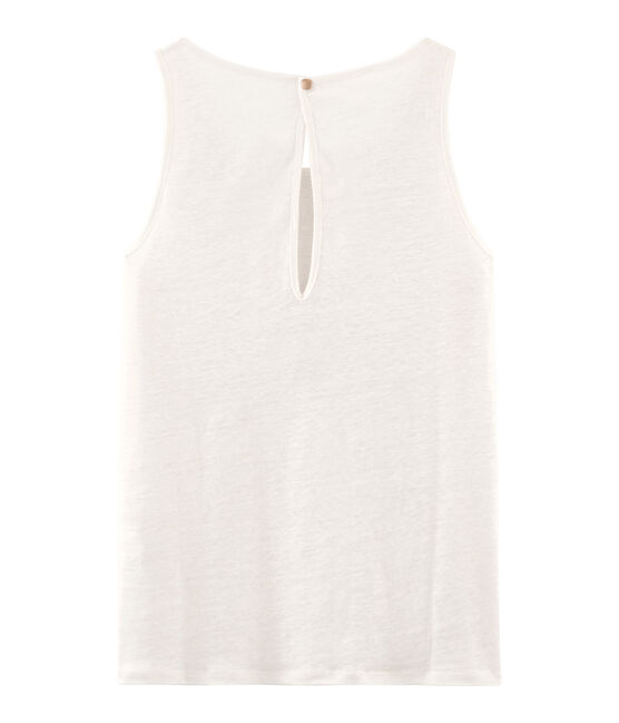 Women's iridescent linen sleeveless top MARSHMALLOW white/COPPER pink
