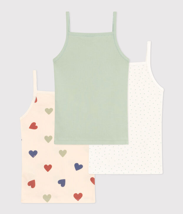 Children's Heart Patterned Cotton Vests - 3-Pack multicolor