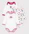 Lot de bodies manches longues en coton imprim&eacute; multicolor