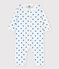 Babies' Footless Blue Heart Patterned Sleepsuit MARSHMALLOW white/BRASIER blue