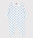 Babies' Footless Blue Heart Patterned Sleepsuit
