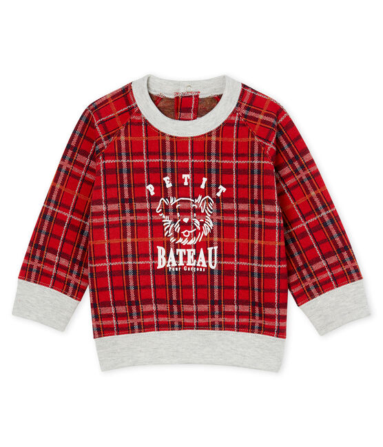 Baby Boys' Checked Knit Sweatshirt TERKUIT red/MULTICO CN white