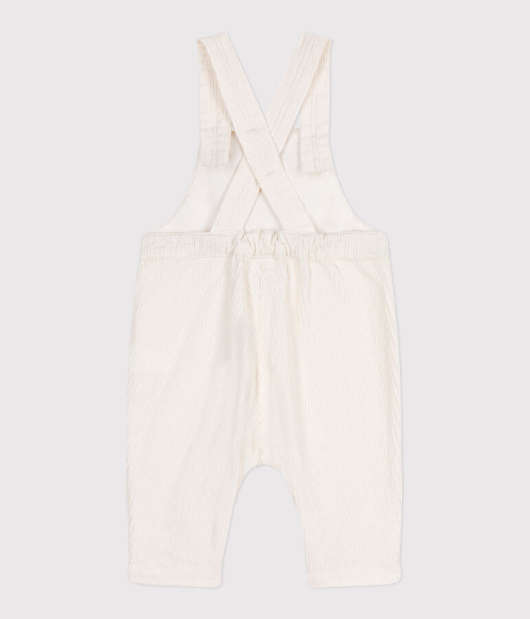 Babies' plain corduroy dungarees Ecru