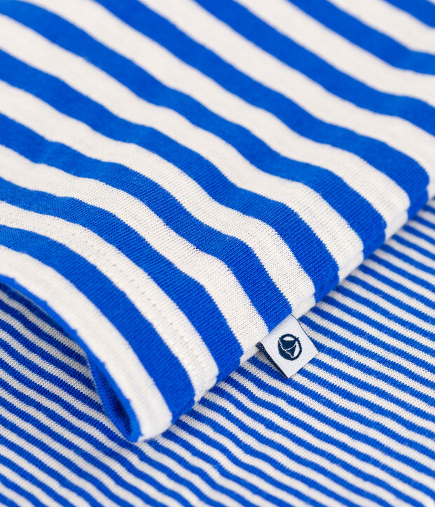 Babies' stripy tube knit pyjamas blue/ecru