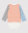 Babies' Cotton Striped Bodysuit MARSHMALLOW white/CAROTTE