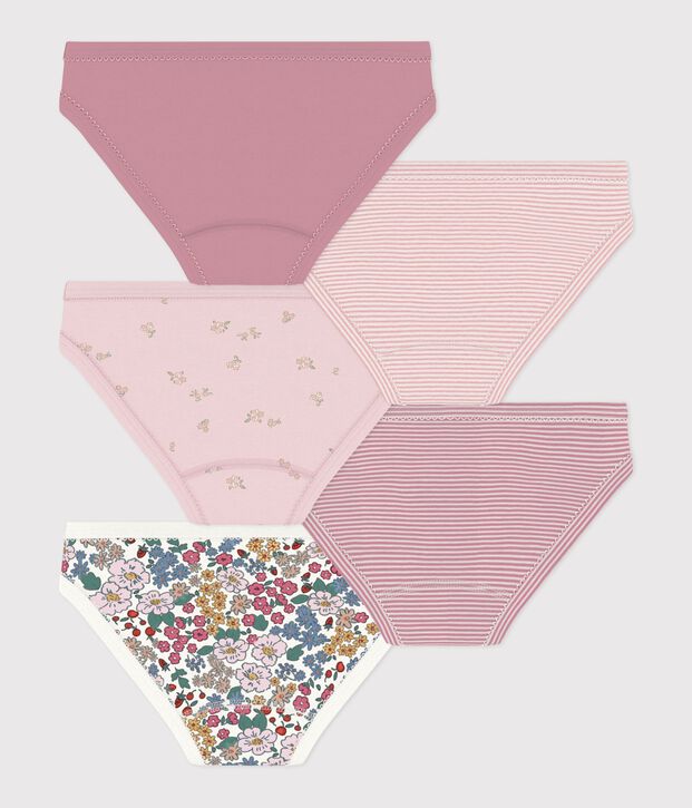 Pack of children's flower-patterned cotton pants multicolor