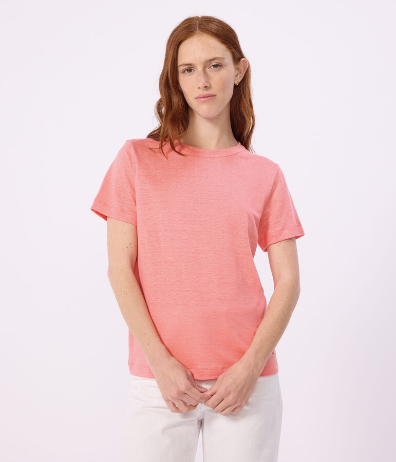 Women's short-sleeved plain cotton T-shirt pink