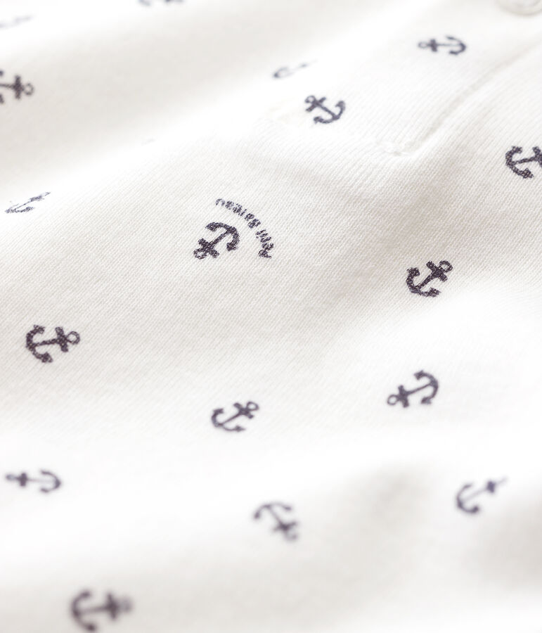 Baby Boys' Short-Sleeved Cotton Print Bodysuit white/blue