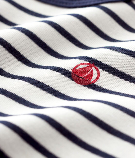 Baby Boys' Cotton Sailor Striped Sweatshirt MARSHMALLOW white/SMOKING blue