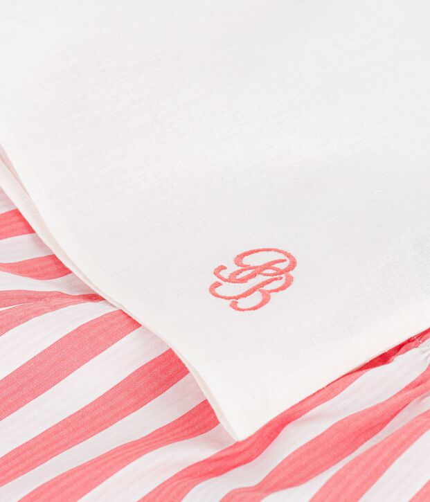 Babies' 2-piece cotton/linen outfit, with a sailor collar top pink/white