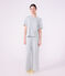 Women's wide-leg stripy cotton pyjamas grey/white