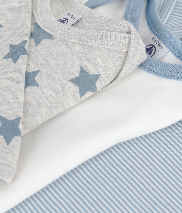 Pack of babies' long-sleeved star-print cotton bodies multicolor