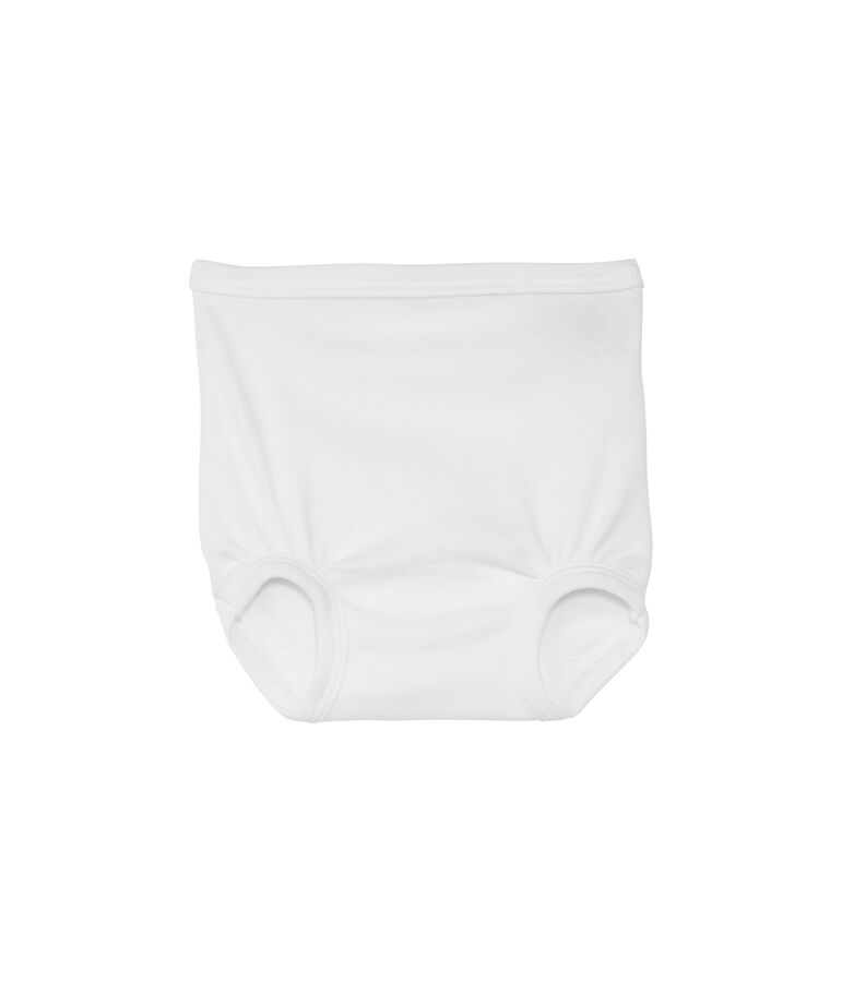 Baby plain cotton gathered pants Ecume white