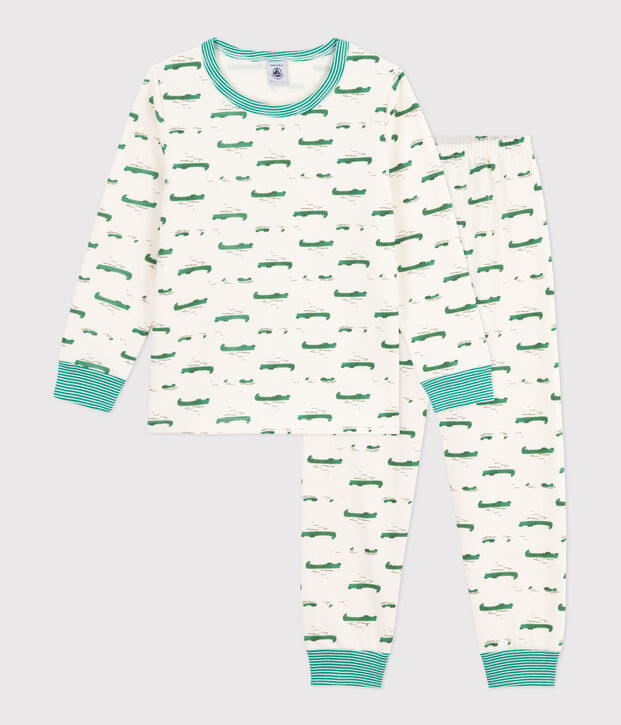 Children's crocodile print fleece pyjamas Ecru/multicolor