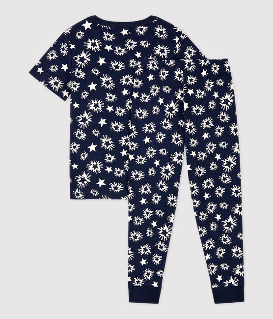 Boys' Star Print Cotton Pyjamas SMOKING blue/MARSHMALLOW white