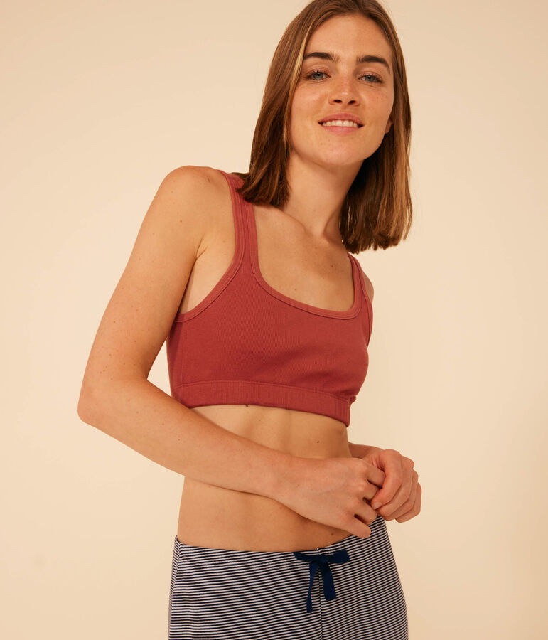 Women's Plain Cotton and Elastane Bra brown