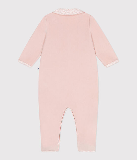 Babies' velour pyjamas with a collar SALINE pink