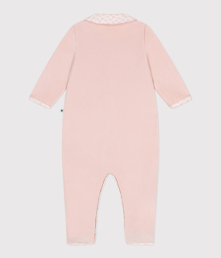Babies' velour pyjamas with a collar SALINE pink