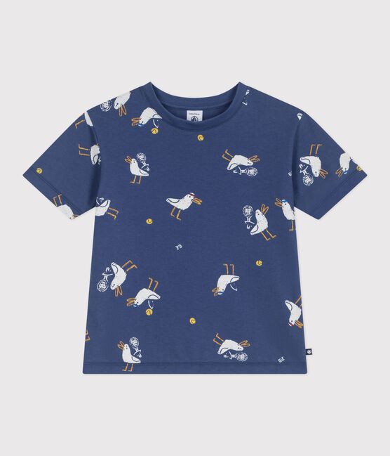 Children's short-sleeved seagull print cotton T-shirt CREPUSCULE /MULTICO