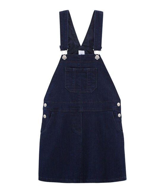 Girls' Dungaree Dress MEDIEVAL blue/ECRU beige