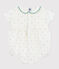 Babies' short-sleeved spotty print cotton rompers with a collar MARSHMALLOW white/MULTICO white