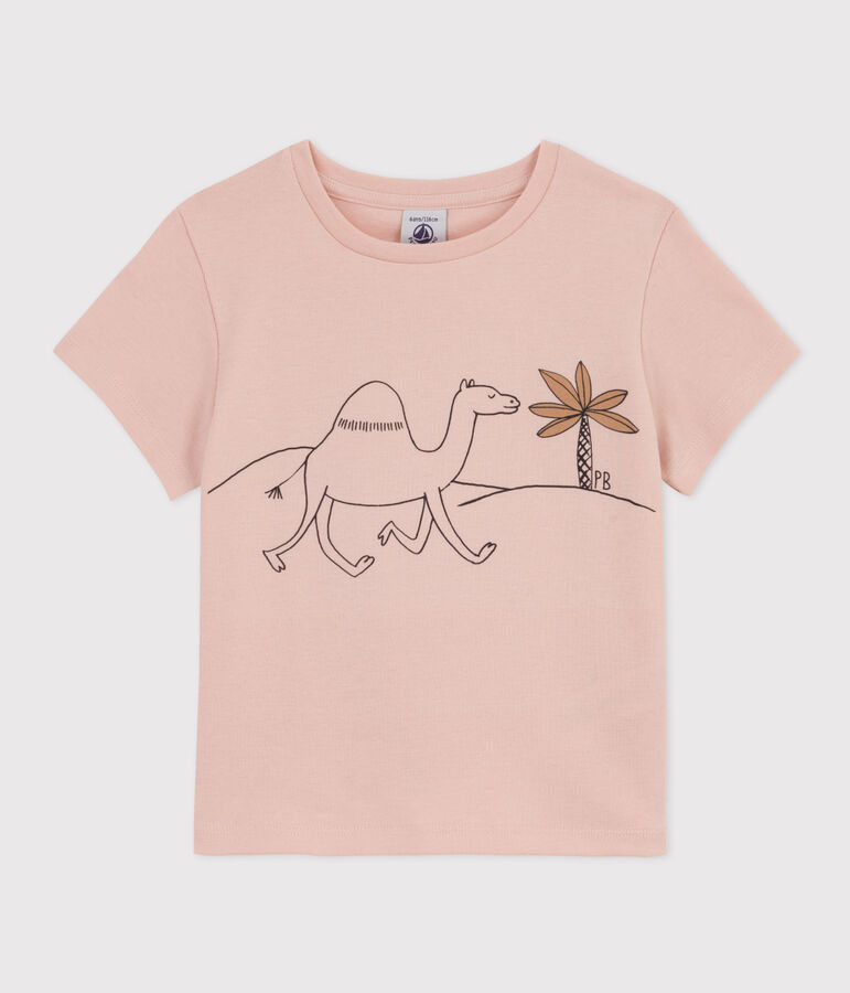 Girls' Printed Cotton T-Shirt pink
