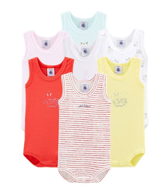 Surprise pack of 7 sleeveless bodysuits for baby boys variante 1