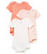 Baby Girls' Short-Sleeved Cotton and Linen Bodysuit - Set of 3