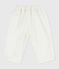 Babies' plain twill trousers MARSHMALLOW white