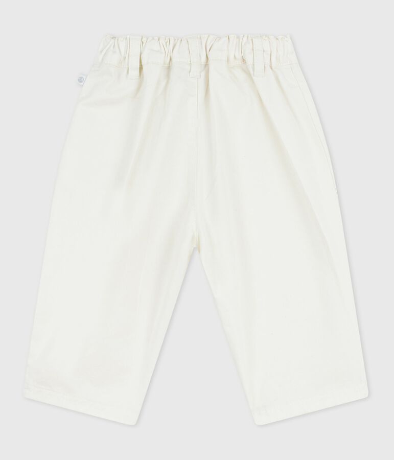 Babies' plain twill trousers MARSHMALLOW white