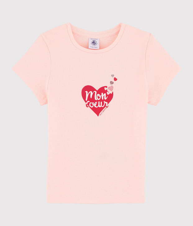 Girls' silk screen T-shirt pink