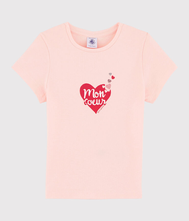 Girls' silk screen T-shirt pink
