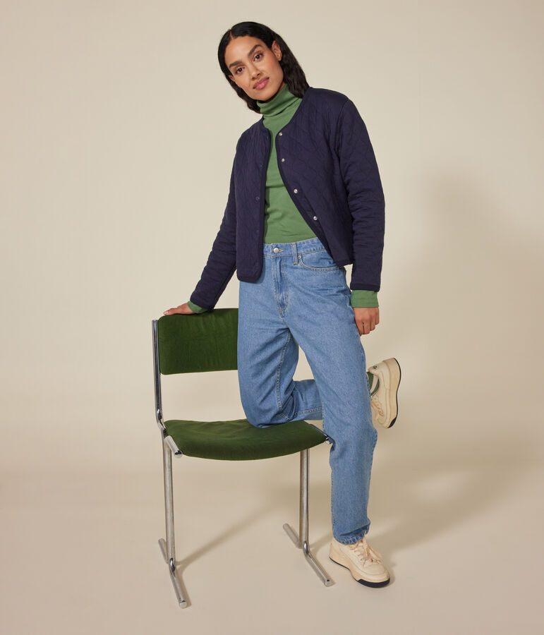 Women's tube knit cardigan blue