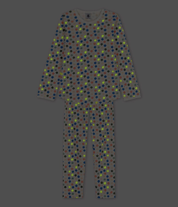 Girls' Glow-In-The-Dark Floral Floral Cotton Pyjamas white/multicolor