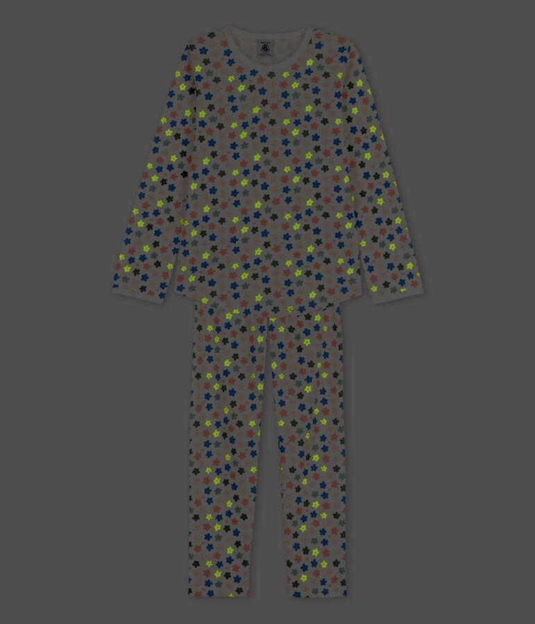 Girls' Glow-In-The-Dark Floral Floral Cotton Pyjamas white/multicolor