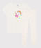 Girls' or Women's Pink Flamingo Ribbed Pyjamas MARSHMALLOW white/MULTICO white