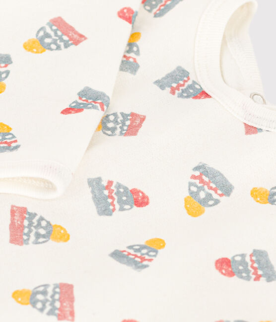 Babies' Bonnet Patterned Fleece Pyjamas MARSHMALLOW white/MULTICO white
