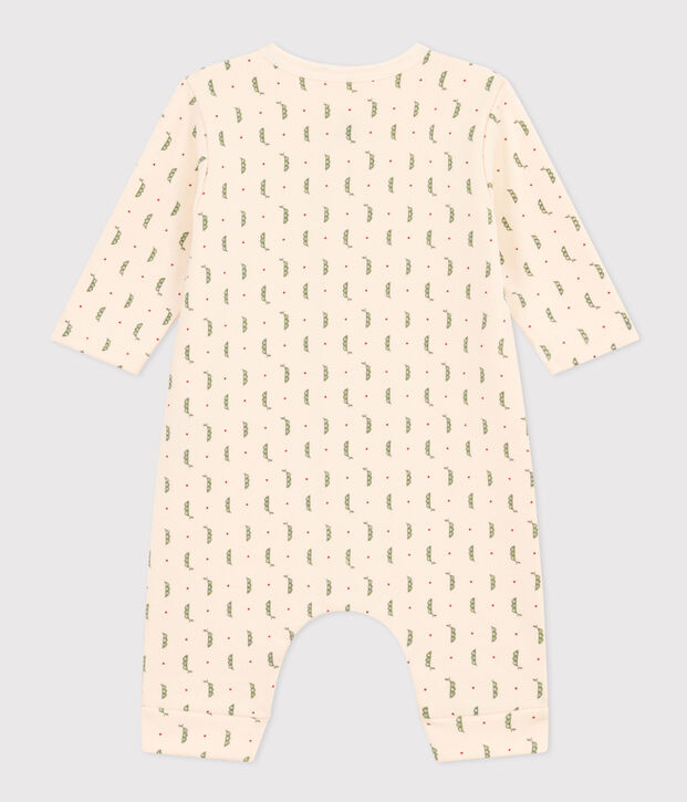 Babies' Long Fleece Jumpsuit Ecru/multicolor