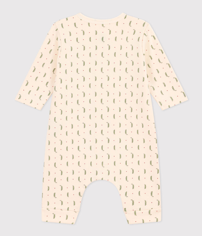 Babies' Long Fleece Jumpsuit Ecru/multicolor